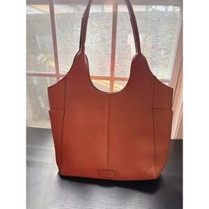 Lucky Brand Leather Tote Bag Brown Pebbled Large Shoulder Bag Boho Shopper